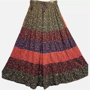 Nwt SACRED THREADS boho hippie floral rayon wide leg tiered PANTS M